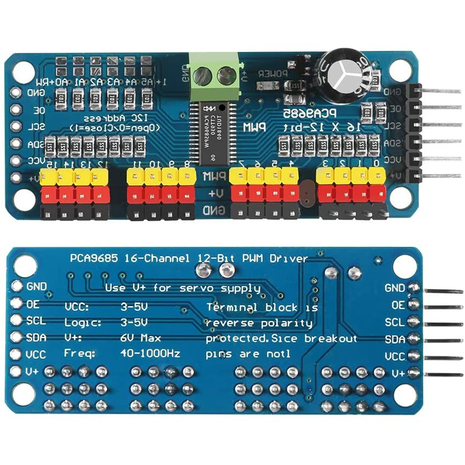 16-канальный 12-битный интерфейс PWM/Servo Driver-I2C PCA9685 для arduino Raspberry pi shield module servo |