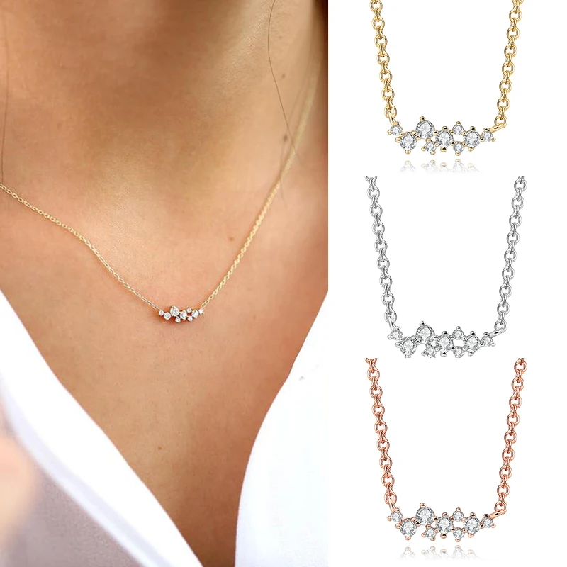 

Wedding Accessories 925 Sterling Silver Collar Necklace Rhinestone Zircon Gorgeous Women's Clavicle Chain Customized Jewelry