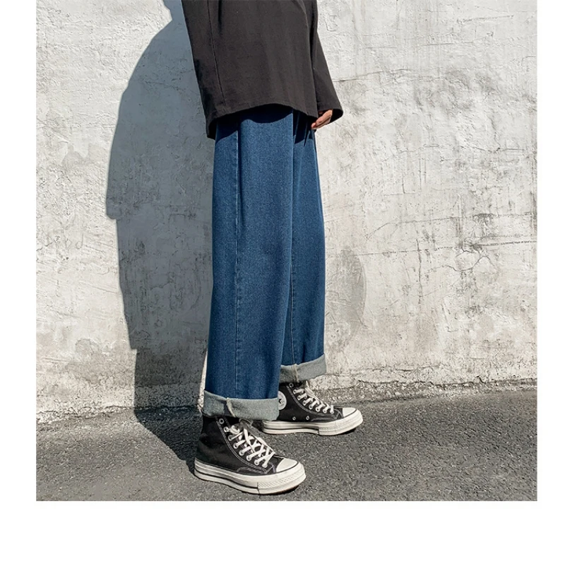 

Spring new men's jeans loose straight leg old daddy pants male Korean style trendy youth trousers