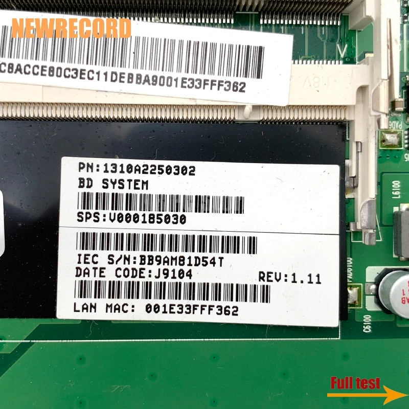 Материнская плата для ноутбука Toshiba Satellite V000185030 L505 L500 GL40 DDR2 6050A2250301-MB-A03 материнская