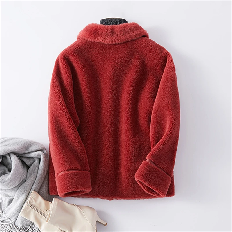 

Fur Real Wool Superior Quality Jacket Women 2021 New Sheep Shearing Fur Coat Female Genuine Natural Fur Coats Plus Size Parka