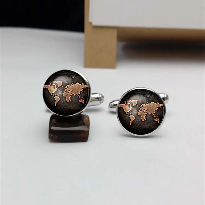 New 2020 Black Globe World Map Cufflinks Plated Vintage Cuff Men And Women Accessories Antique Bronze | Украшения и аксессуары