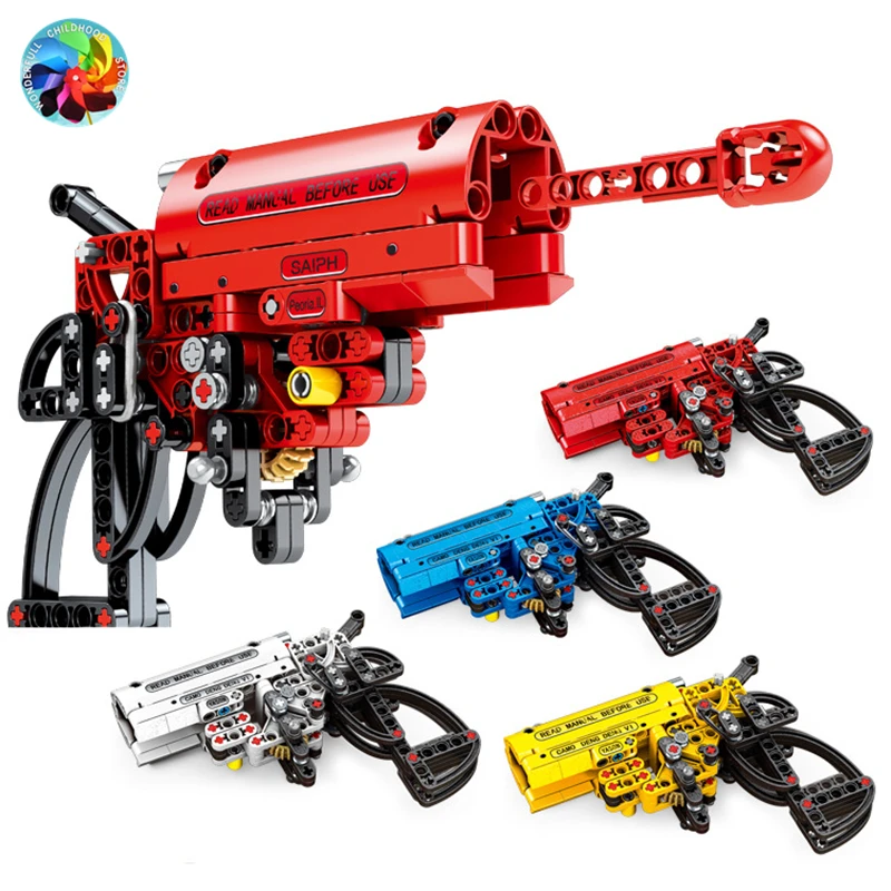 

4Colors 156Pcs Toy Gun Popgun Signal Gun Building Blocks Weapon Bricks Educational Shooting Toys for Boy Gift