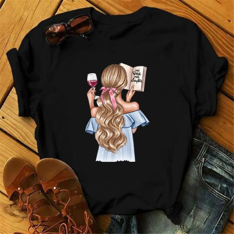 

Женская летняя одежда FIXSYS с героями мультфильмов Kawaii Kpop, женские футболки для винной девушки, базовая модная футболка с коротким рукавом