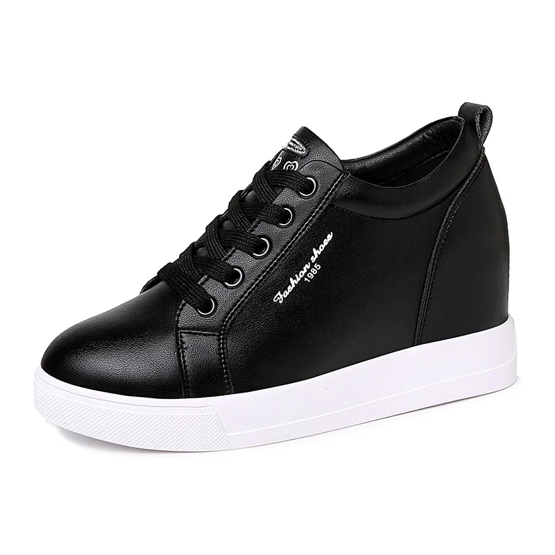 

Round-Toe Thick-Soled High-Top Shoes, Inner-Increasing Solid Color Casual Shoes, Waterproof Platform Women'S Shoes