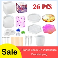 silicone mold epoxy resin diy pen container organizer square round storage holder silica molds crafts jewelry making charms uv r