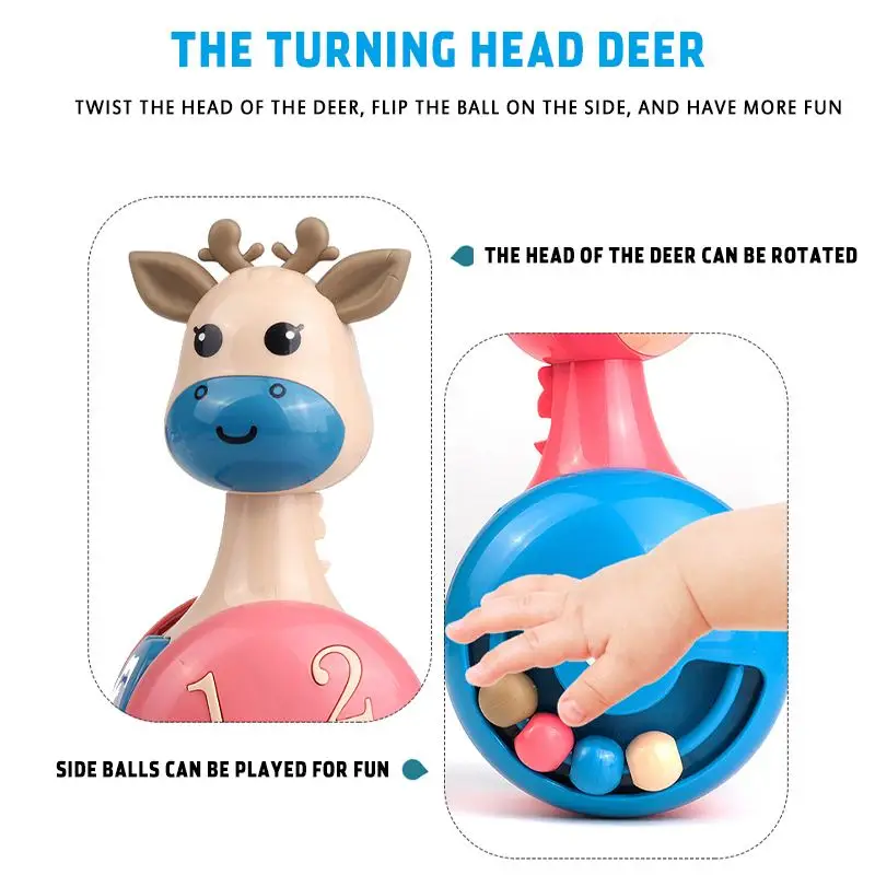 

Giraffe Tumbler Toy Baby Rattles Tumbler Doll Cartoon Giraffe Toy Tumbler Music Bell Toy Colorful Learning Education Toy For Bab