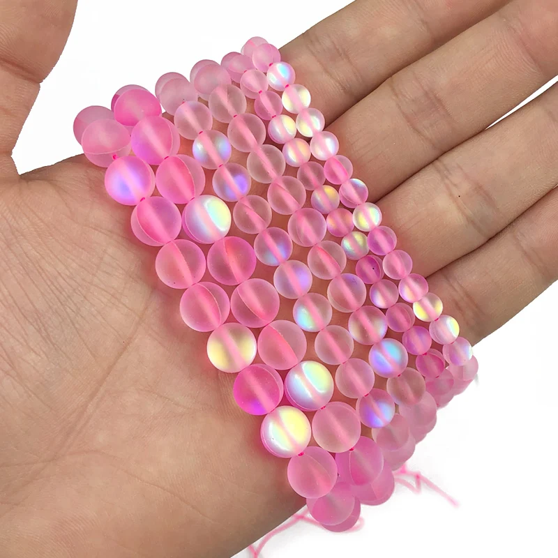 Матовый розовый Лабрадорит JHNBY натуральный мерцающий камень 6/8/10 мм Круглые