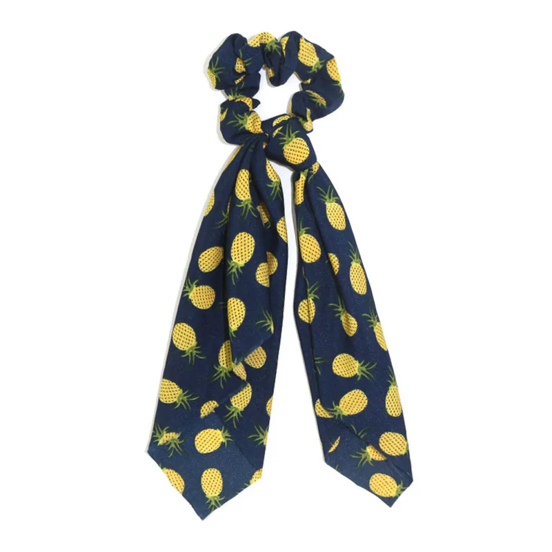 Милые эластичные резинки для волос с принтом клубники и ананаса конским хвостом