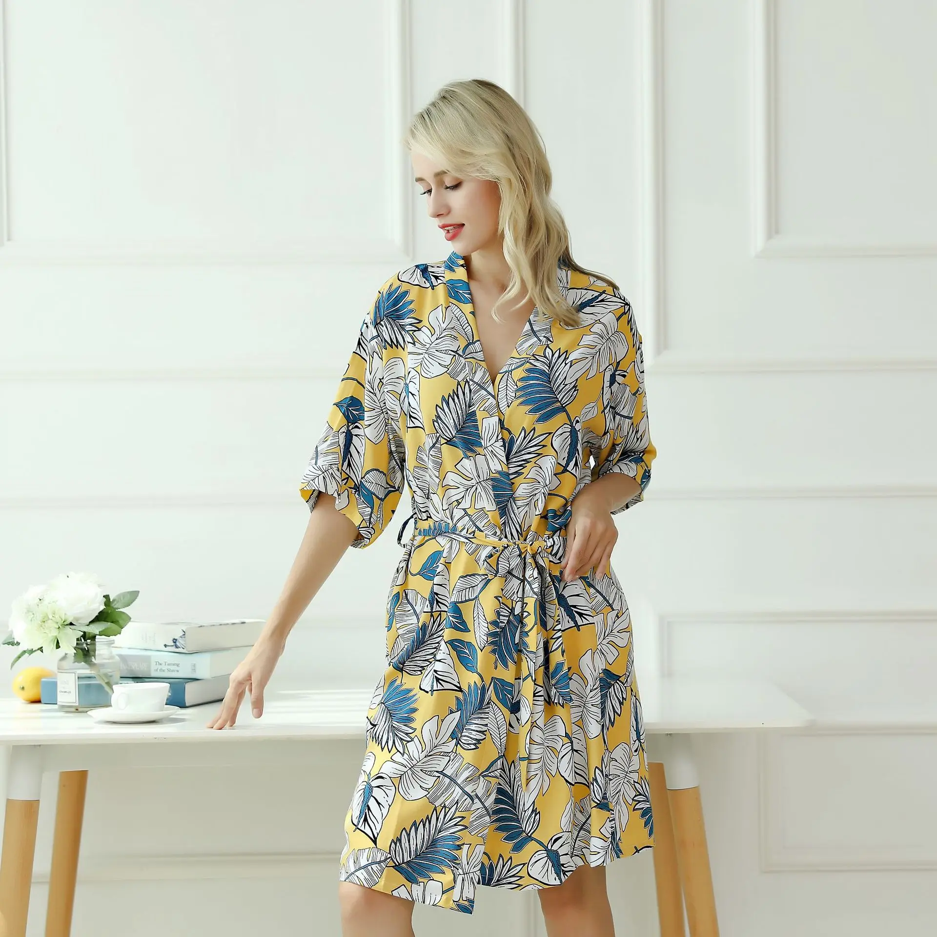 Ночной халат Пижама платье с глубоким v образным вырезом осенняя сексуальная