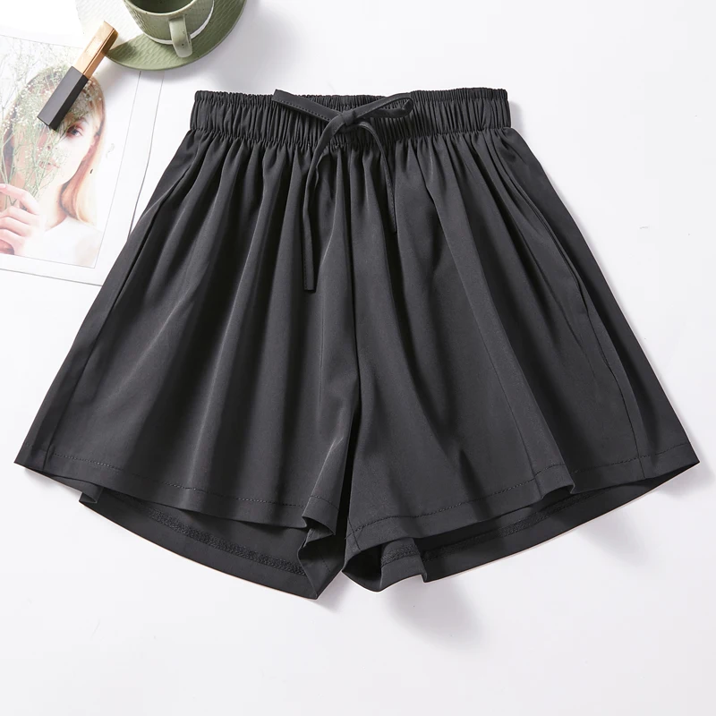 Женские шифоновые шорты с высокой талией повседневные свободные карамельных