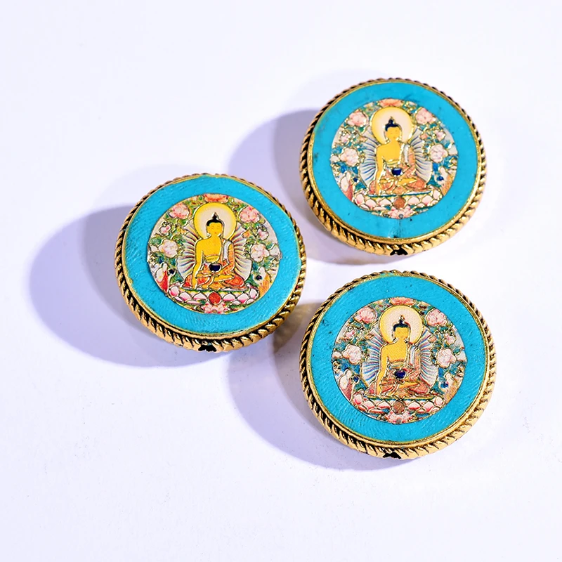 Индийские буддийский непальский бусины в стиле ретро металлический кулон 30 мм с 1