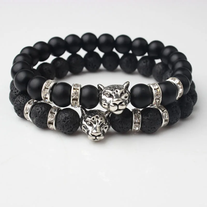 Браслет из натурального камня 8 мм матовый черный камень вулканический