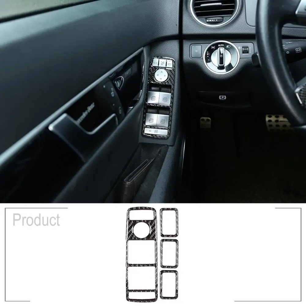 

4Pcs Soft Carbon Fiber Style Glass Lifting Frame Car Accessories for Mercedes benz C Class W204 2007-2013