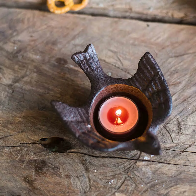 

Bird shape home decor Retro Tealight candle holder Creative cast iron ashtray birthday wedding party supplies Jewelry Organizer