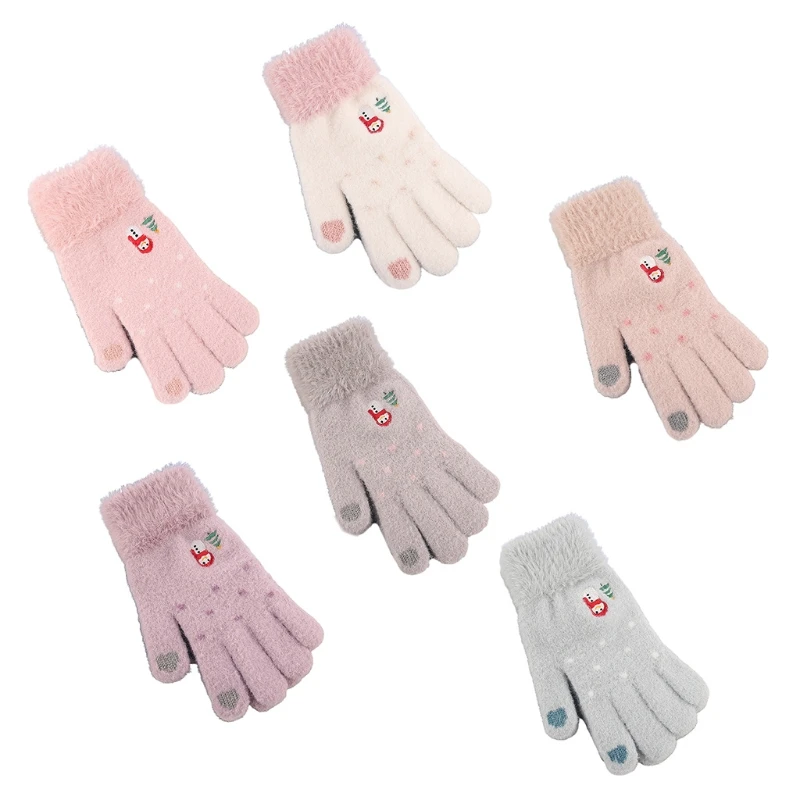 

Plush Thick Warm Gloves Winter Snowman Pattern Acrylic Fibres Glove for Teens