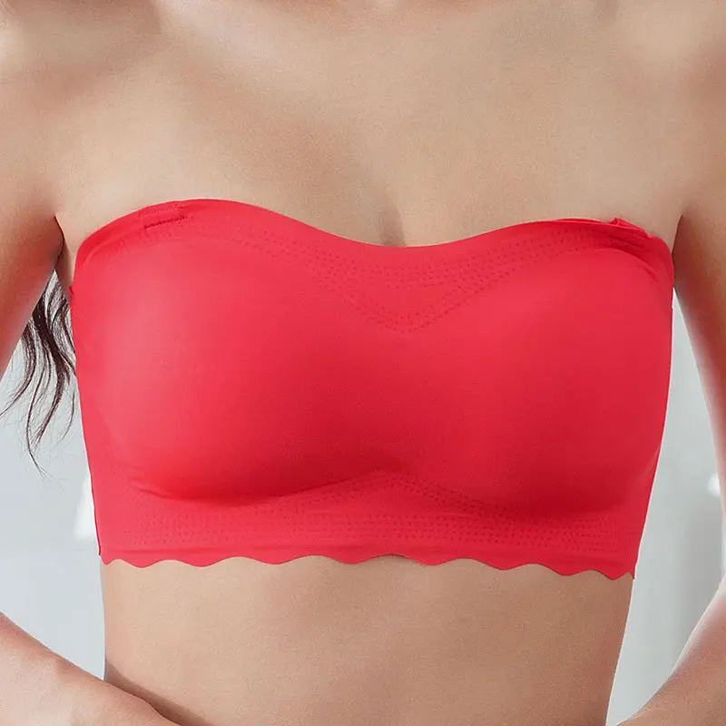 Strapless-bra One-piece Large Size Push-Up Big Chest Thin Bra Wrapped Invisible Bra Patch Underwear Wireless Solid Underwear 6XL
