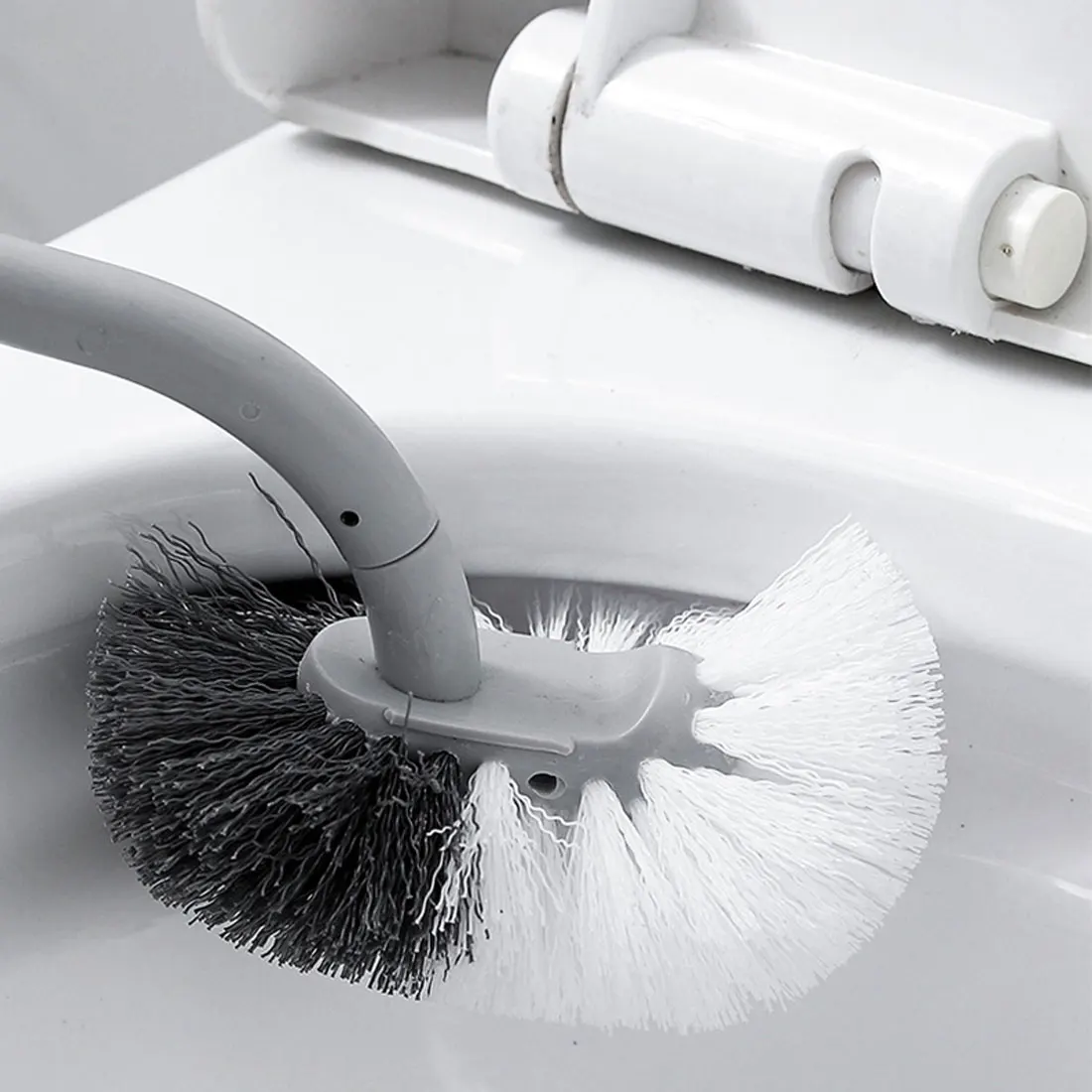 

Щетка для унитаза без слепых зон, щетки для чистки всех углов, двусторонняя изогнутая пластиковая щетка, скраб для ванной комнаты, принадлеж...