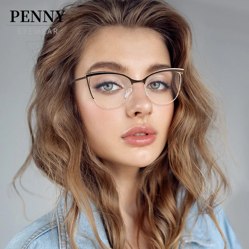 Пенни роскошный брендовый Дизайн Полые кошачий глаз металлические оправы для
