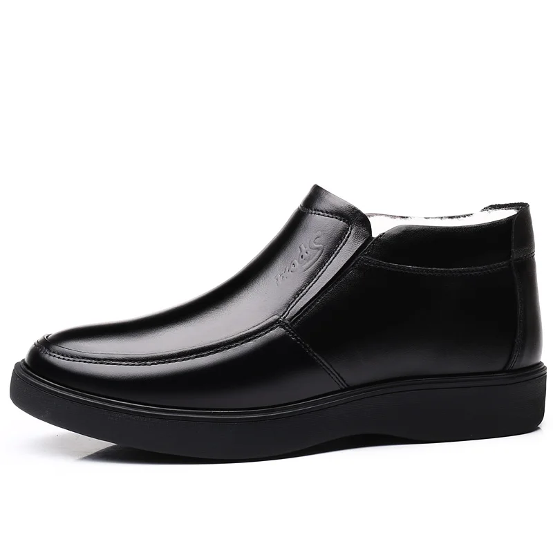 2019 мужские зимние ботинки из натуральной кожи теплые шерстяные ботильоны для