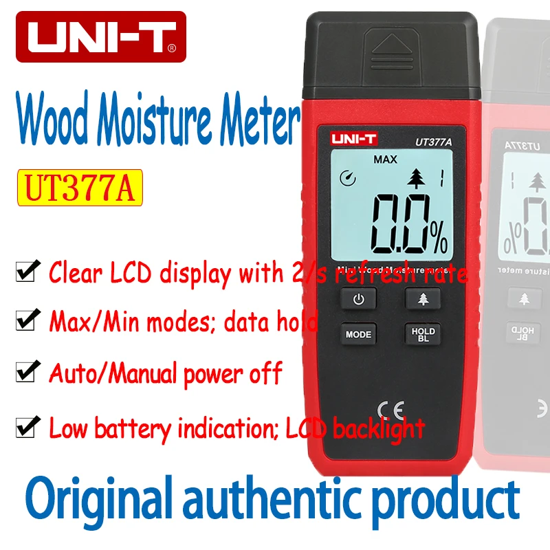 UNI-T UT377A цифровой измеритель влажности древесины/Фанера/деревянный гигрометр с ЖК-подсветкой