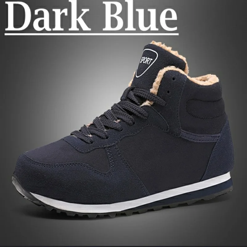 Мужские и женские зимние ботинки теплые кожаные ботильоны размера плюс 36 47