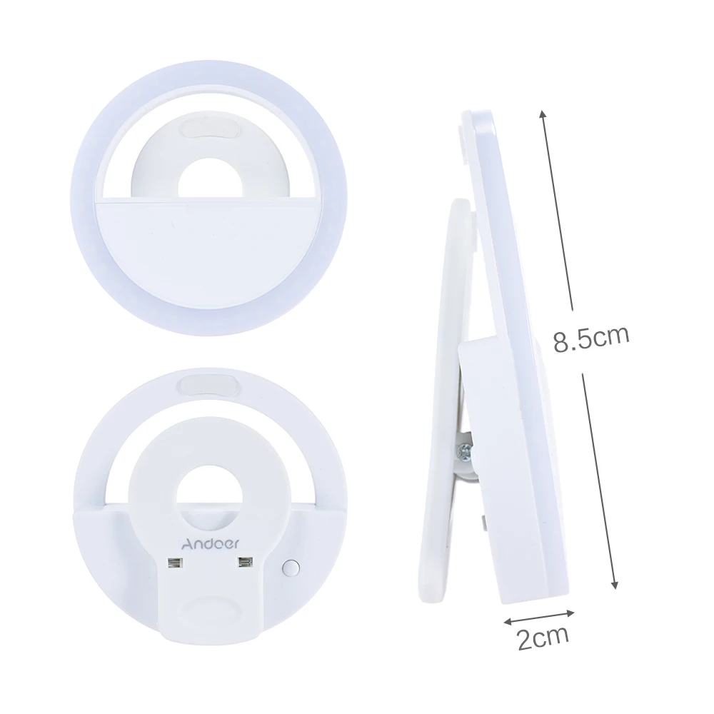 Портативный кольцевой светильник Andoer для селфи с прищепкой 36 светодиодных ламп