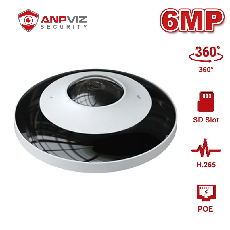 Сетевая камера Anpviz 6 МП рыбий глаз POE 1 07 мм обзор 360 градусов наружная IP