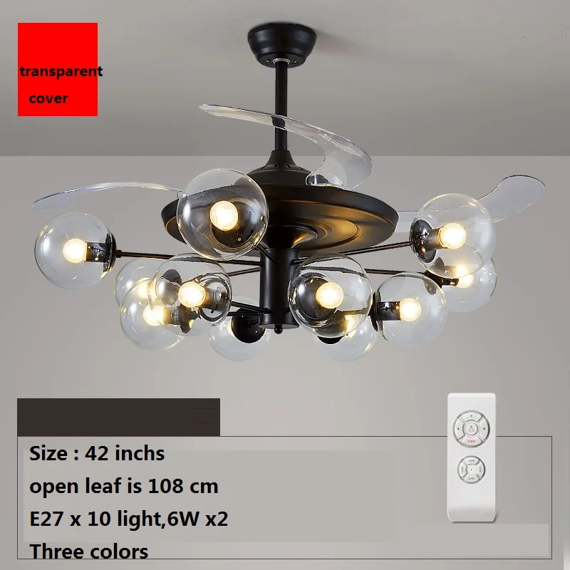 Потолочный вентилятор-светильник для гостиной столовой с дистанционным