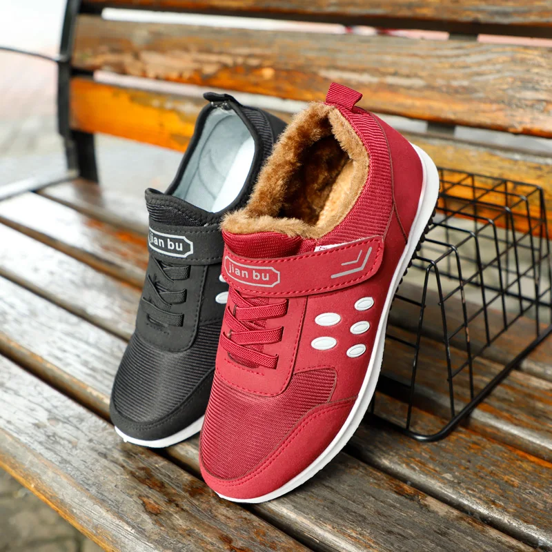 

Women Mesh Buckle Vulcanized Shoes Woman Warm Sneakers Mom Slip on Flat Shoes Female Solid Fashion Casual Platform Ladies Shoe