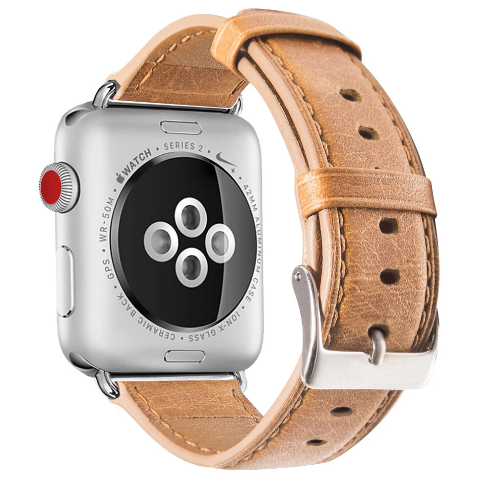 Кожаный ремешок для наручных часов Apple Watch серии 3/2/1/42 38 мм спортивный бесшовный