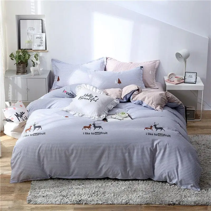 39Deer Pineapple Geometric 4pcs Bed Cover Set Cartoon Duvet Sheets And Pillowcases Comforter Bedding 2TJ-61001 | Дом и сад