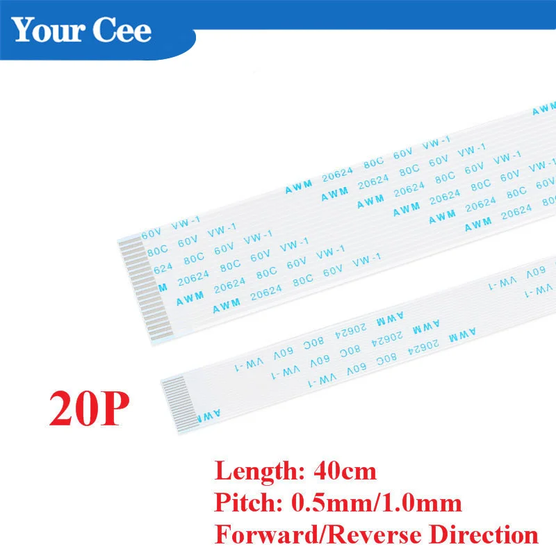 10 шт. FPC/FFC 20P лента гибкий плоский кабель шаг провода 0 5 мм 1 40 см 400 длина прямого
