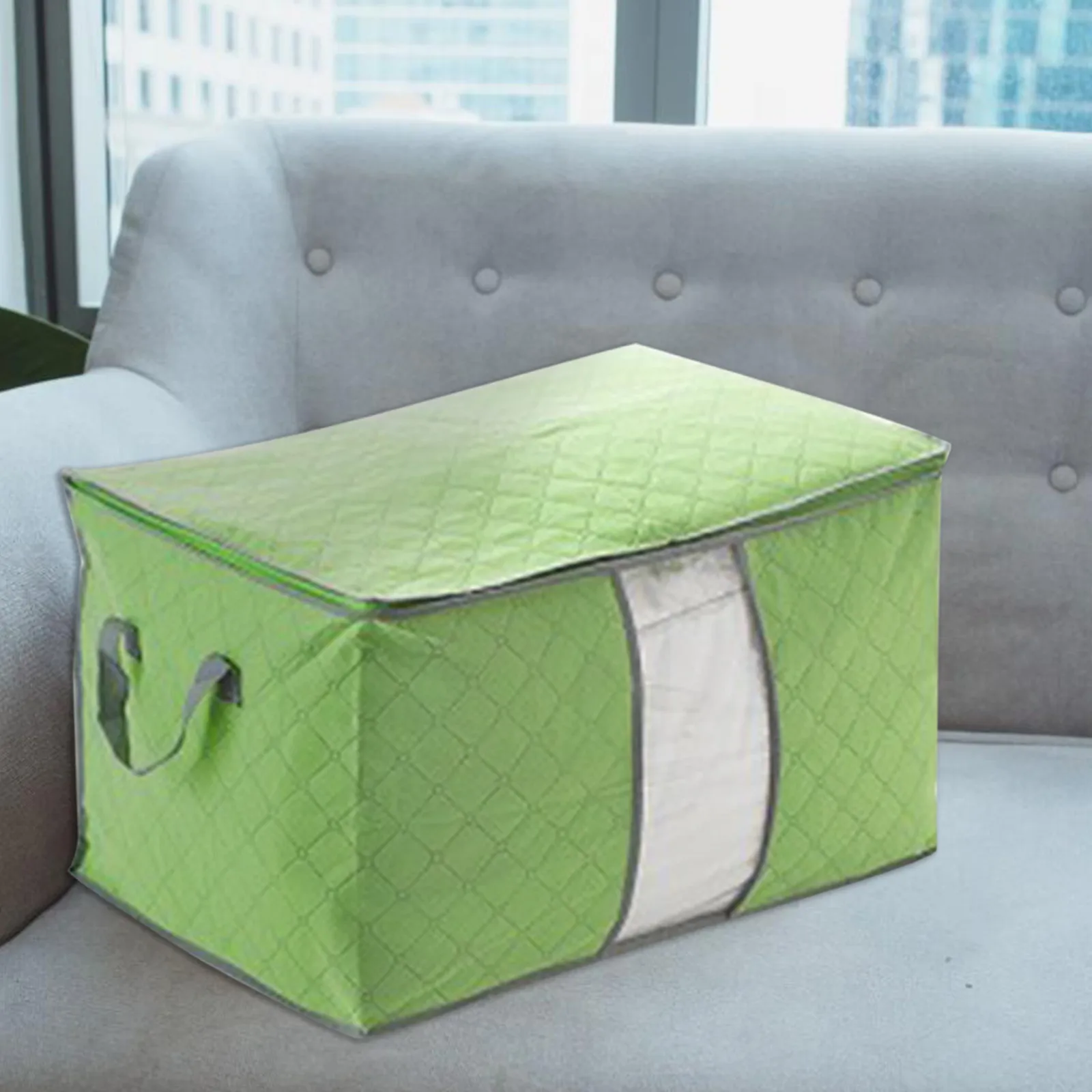 Foldable Closet Storage Bags Organizer Container With Strengthened Handles And Clear Window Quilt Cloth Bins | Дом и сад
