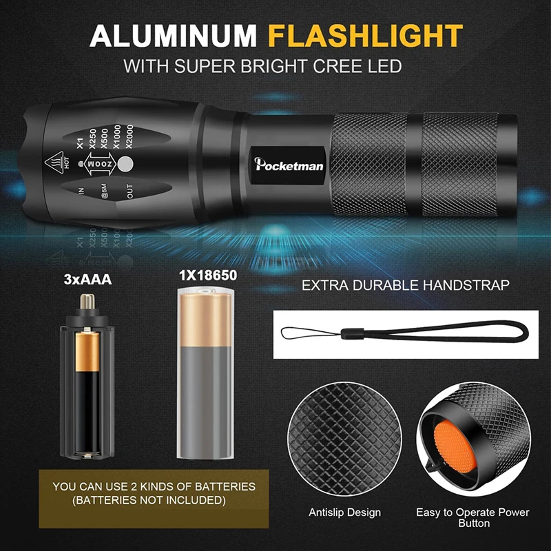 4000LM Most Bright T6 Led flashlight torch Camping light 5 switch Modes waterproof Zoomable Bicycle Light use 18650 battery | Лампы и