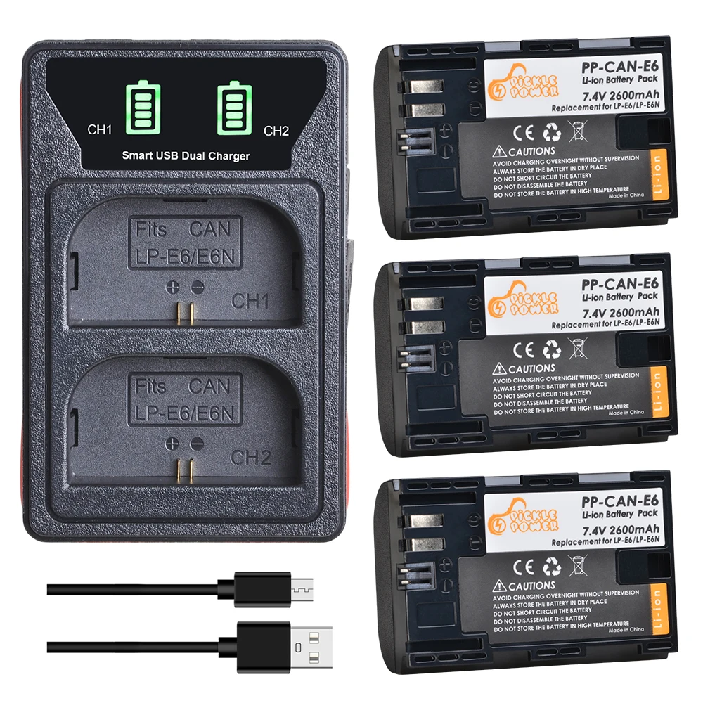 LP-E6 LP E6 LPE6 LPE6N батарея и светодиодный двойной зарядное устройство для Canon EOS 5D 6D 7D 60D