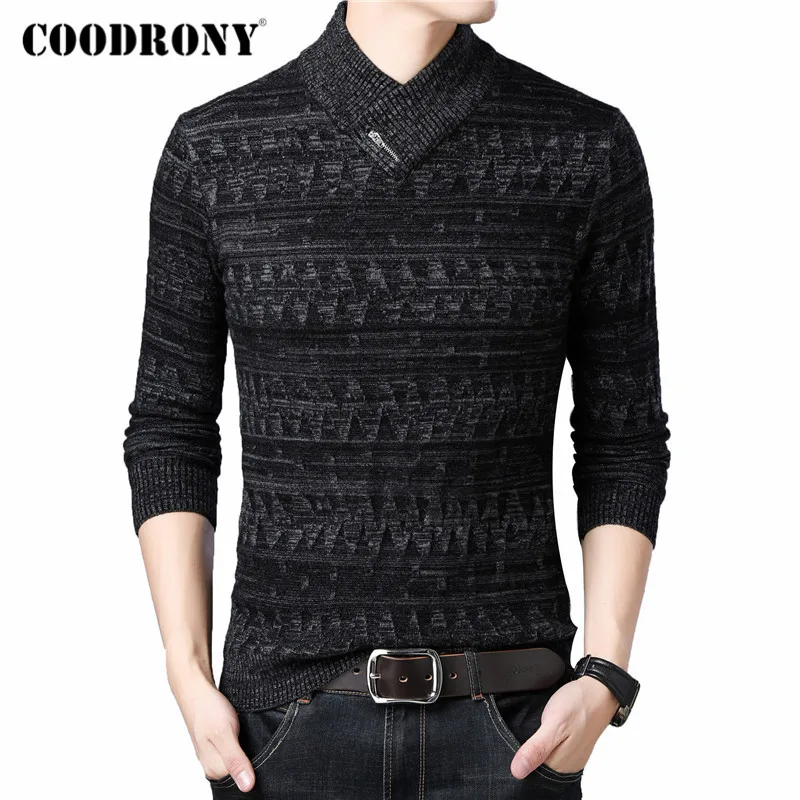 

COODRONY Brand Turtleneck Sweater Men Fashion Casual Pull Homme 2019 Winter Thick Warm Sweaters Knitwear Wool Pullover Men C1016