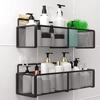 wall mounted rustproof storage basket with 4 adhesives no drilling storage rack for bathroom shower kitchen organizer