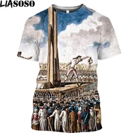 liasoso guillotine goth ovesized t shirt homme french louis xvi graphic t shirt napoleon badge streetwear men plus size tops