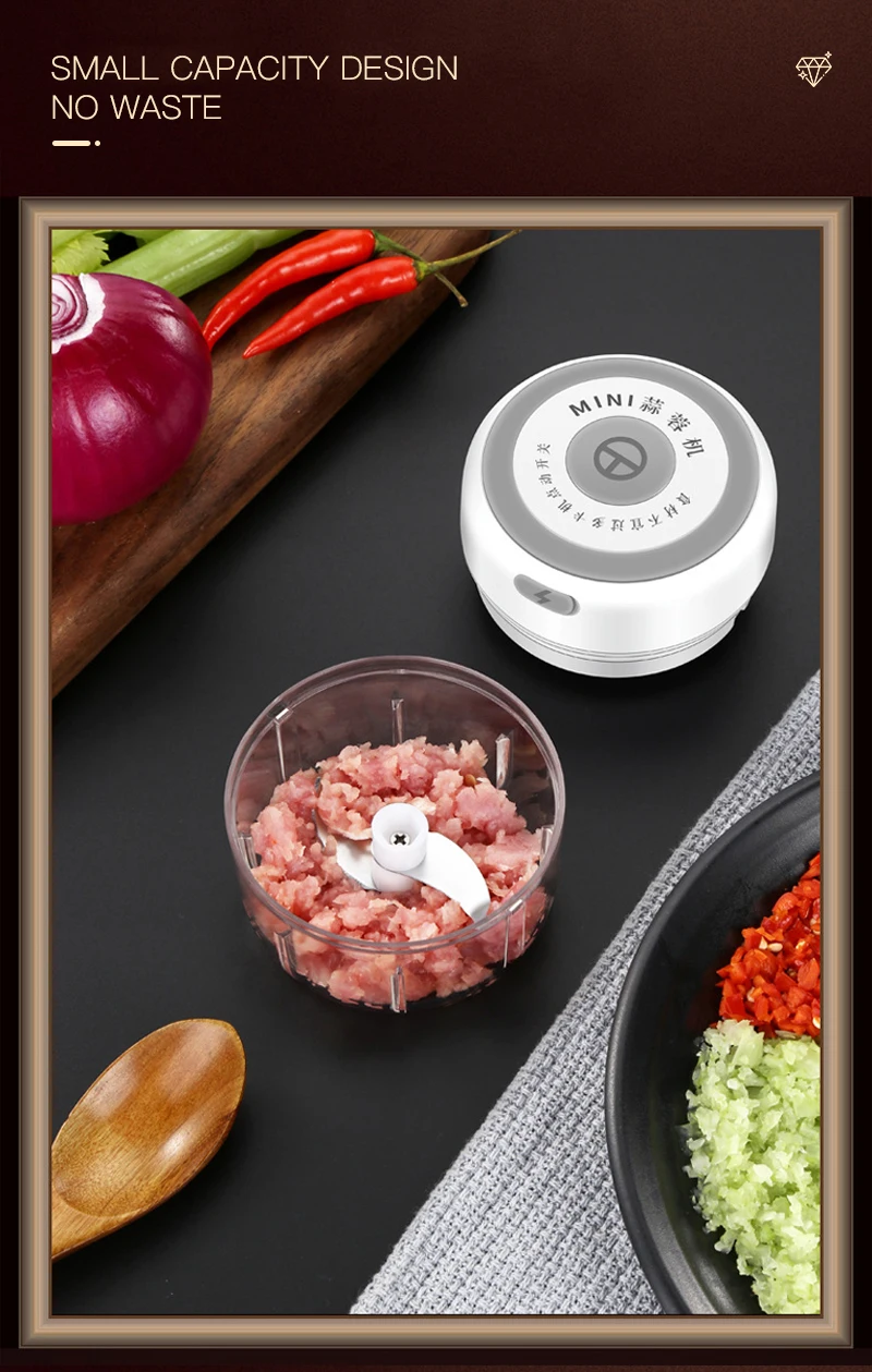 

100/250ml Wireless Electric Mini Food Chopper Garlic Cutter Masher USB Charging Kitchen Gadgets