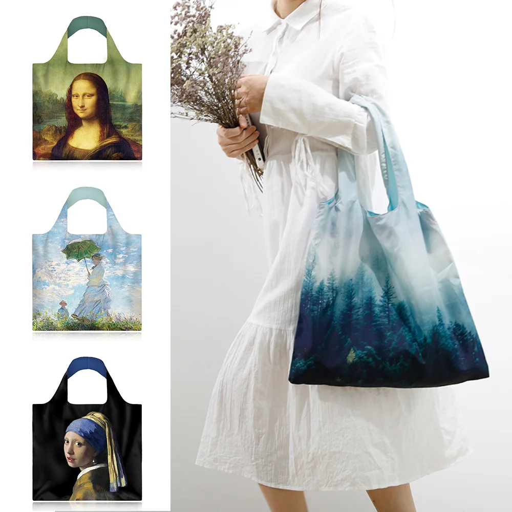 Картина маслом тряпичным мешком Водонепроницаемый сумка для покупок женские