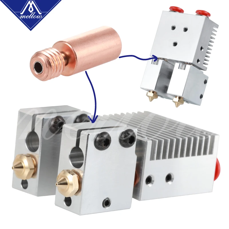 Цельнометаллический экструдер Mellow Dcrazy Chimera + Volcano Hotend с двойной головкой сопла 0 4