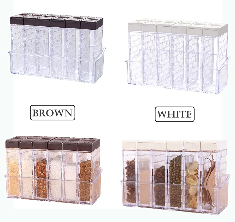 

HPDEAR Kitchen Household Plastic Leak Proof Seasoning Storage Bottle, Brown White, Apply to Salt, Sugar and Spices