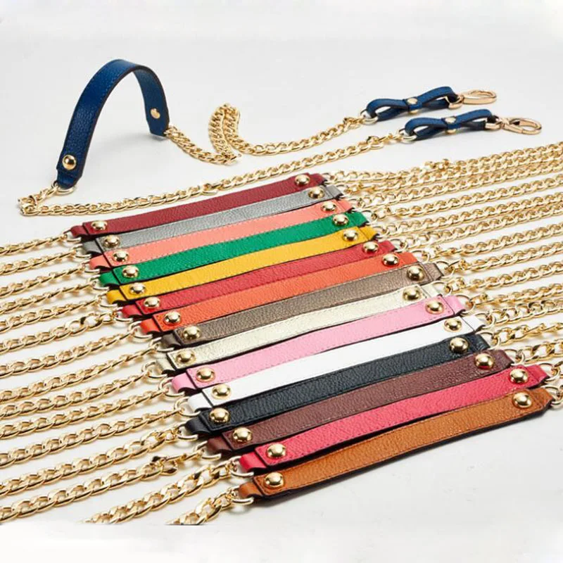 

Genuine Leather bag Strap Women replacement straps shoulder belt handbags accessories parts diy Gold Chain correa bolso STP024