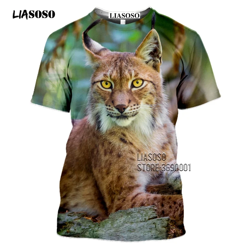 Футболка liaseo eurasia lynx с 3D-принтом кота дикой природы мужская женская футболка