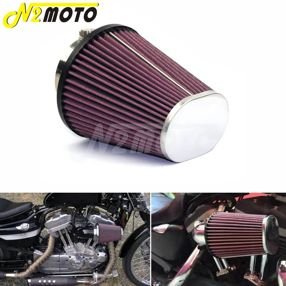 For Harley Softail Road King FLHR 2008-2016 Red High Flow Air Filter Element Oval Tapered RC-3680 Air Cleaner Intake Replacement