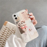 cute david soft silicone clear couple cover for iphone 7 8 plus 12 13 mini 11 pro max x xr xs max label ins phone case conque