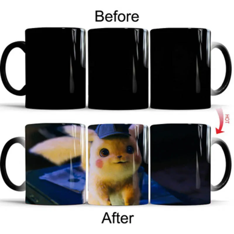 Style F Mug Новая 1 шт. 350 мл детектива Пикачу волшебная кружка для кофе 7 видов стилей мультфильм дети Подарочная кружка изменение цвета чашка для молока, чая Прямая - Цвет: Style F Mug