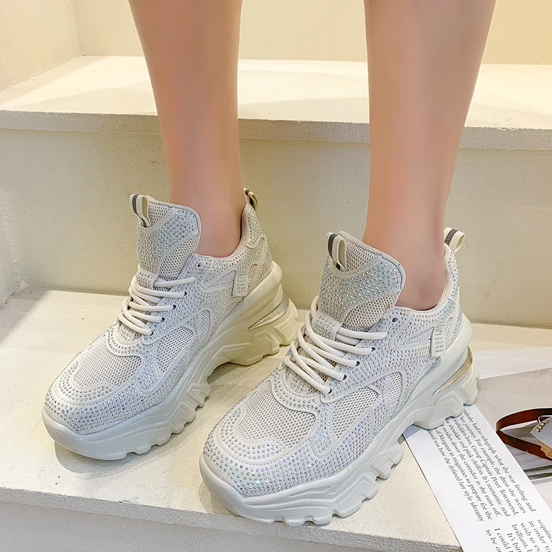 

New Sneakers Women Chunky Shoes Fashion Luxury Sequins Thick Bottom Ladies Shoes Basket Femme Designer Platform Sneakers Women
