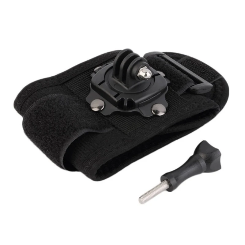 

360 Degree Rotating Arm Mount Strap Wristband Mounting Belt Holder + Long Screw Compatible with Hero 9 8 7 6 5 Black